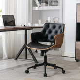 Bentwood Adjustable Office Chair, Black PU Leather Upholstery and Black Foot