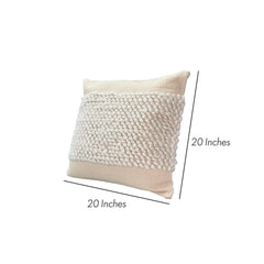 20x20" Square Cotton Accent Throw Pillow, Soft Banded Braided Patchwork - White, Cream
