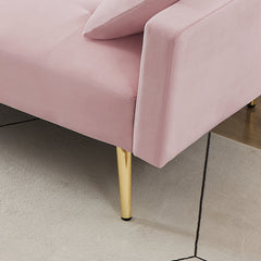 PINK Velvet Sleeper Convertible Folding Futon Sofa Bed