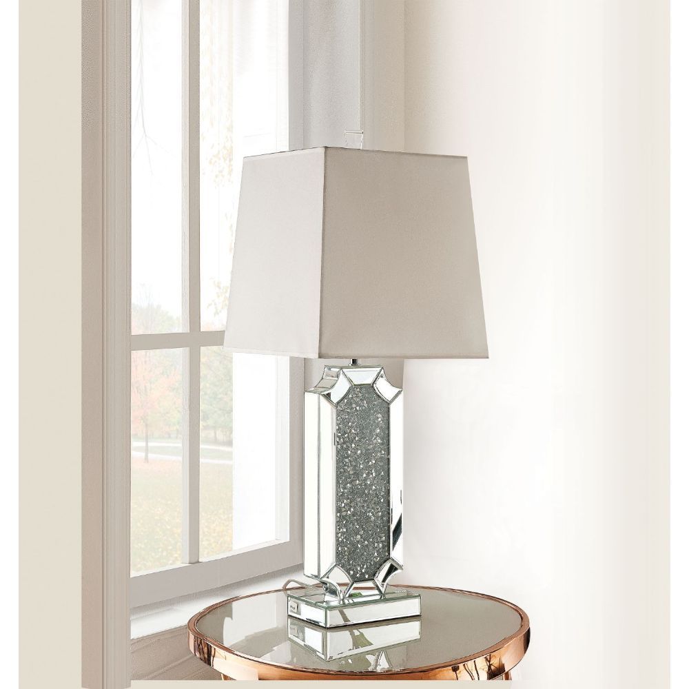Table Lamp in Mirrored & Faux Diamonds
