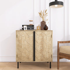 Wooden Cabinet Retro Accent with 2 Doors