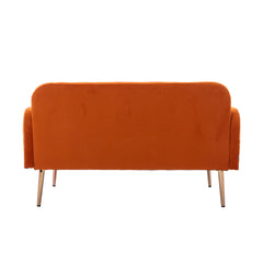 Velvet Loveseat Sofa with Metal Feet - Orange