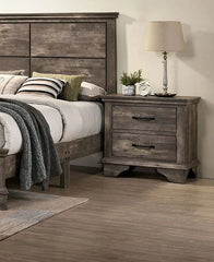 Nightstand Gray Color Solid Wood Veneer Matte Black