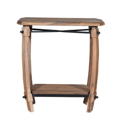 MAICOSY 25 Inch Retro Acacia Rectangular Wood Accent Table with Shelf Brown