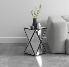 Mirrored End Table, Mirrored Nightstand, Silver Side Table