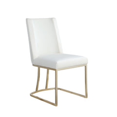 Dining Velvet Side Chairs Gold Metal Legs (Set of 2) - White