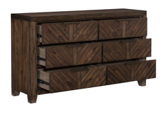 Modern-Rustic Design 1pc Wooden Dresser of 6x Drawers Distressed Espresso Finish