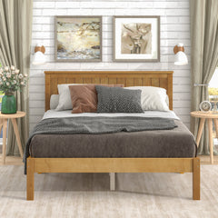 Platform Full Bed with Headboard - Light Brown