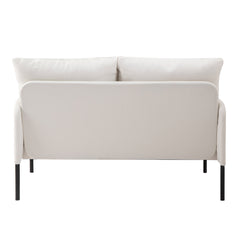 Fabric Loveseat Sofa, Modern Design Linen Sofa Couch with Metal Legs, Soft 2 Seater Sofa for Living Room, Bedroom, Reading Room and Office - Beige
