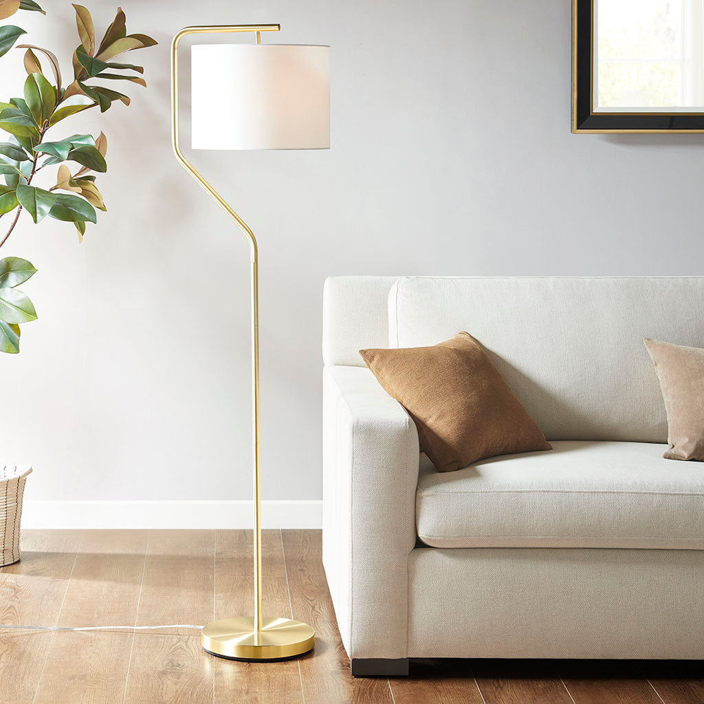 Angular Arched Metal Floor Lamp - Gold