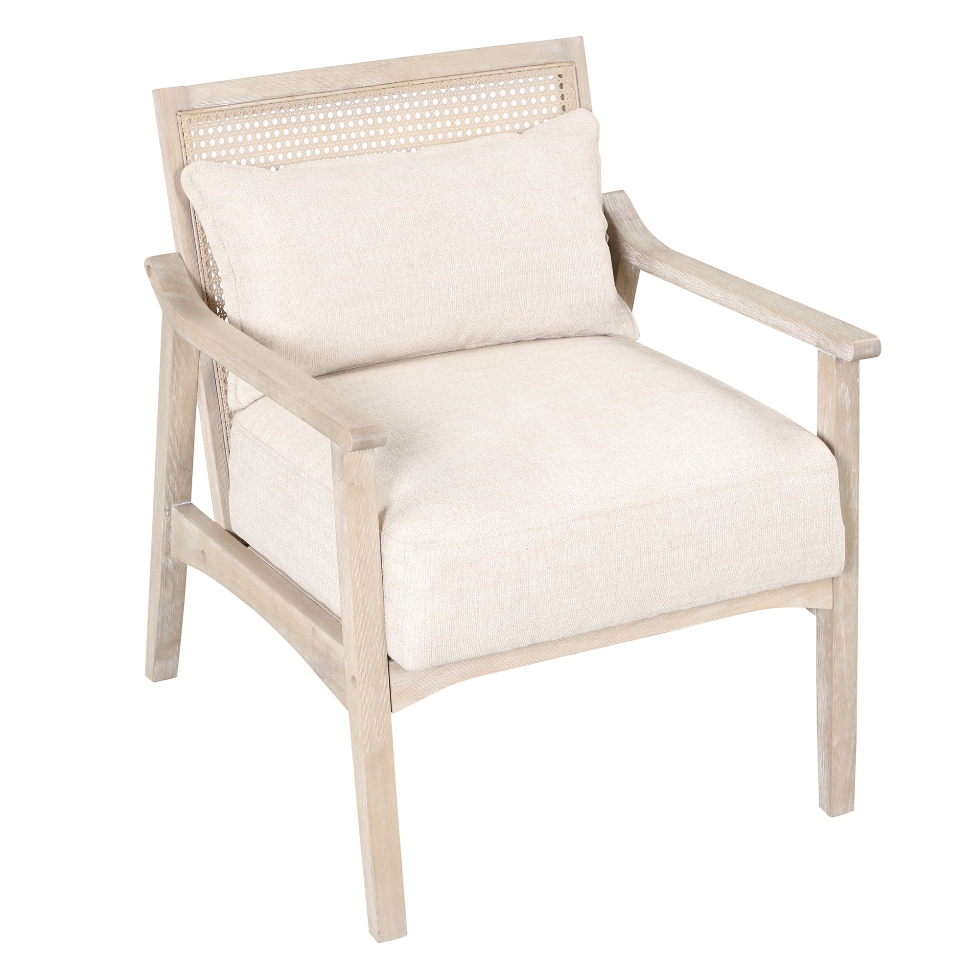 Farmhouse Style Accent Chair with Lumbar Pillow - Natural