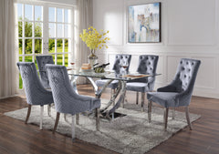 Finley Dining Table, Clear Glass & Mirrored Silver Finish
