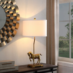Gold Royal Stallion Horse Resin Table Lamp