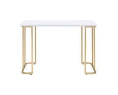 Modern Writing Desk - White & Gold Finish