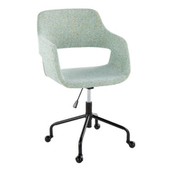 Contemporary Adjustable Office Chair - Black Metal and Light Green