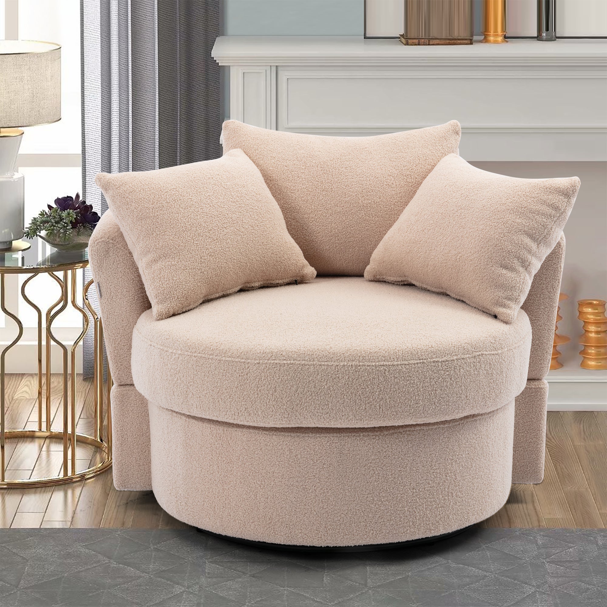 Modern Swivel Accent Chair, Barrel Chair - Camel