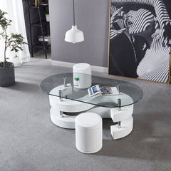 MAICOSY 3 Pieces Coffee Table Set with Glass Tabletop Modern Stylish Home Decor