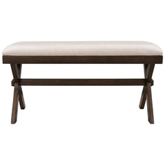Farmhouse Rustic Wood Upholstered Bench - Brown+ Beige