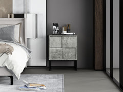 2 Drawer Nightstand,geometric elements - Cement Grey