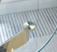 Modern Round Tempered Glass Coffee Table with Chrome Legs - Gold