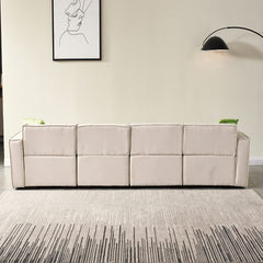 U Shape Sectional Fabric Sofa - Beige
