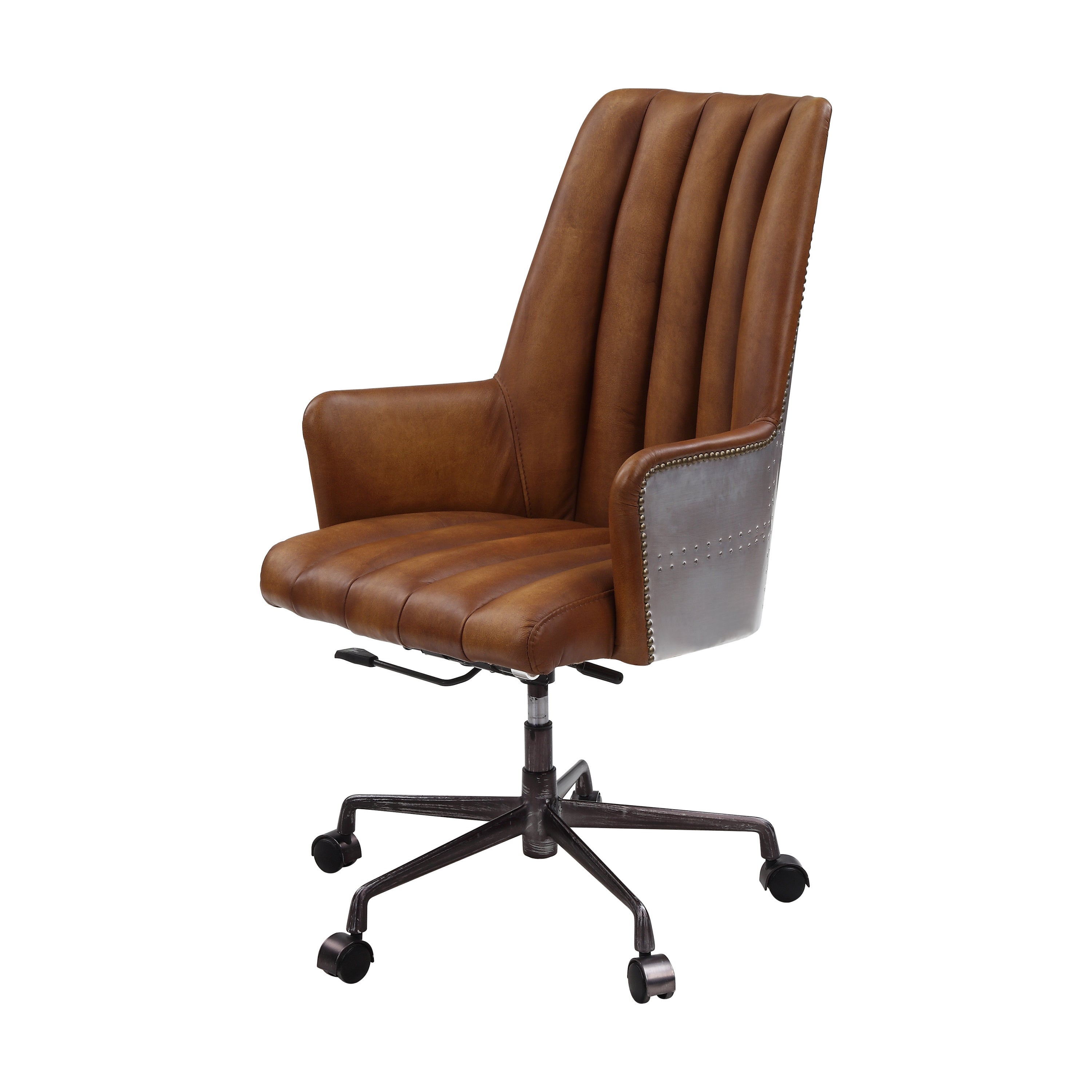 Salvol Office Chair, Sahara Leather & Aluminum - Brown