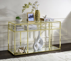 Uchenna Sofa Table, Clear Glass & Gold Finish
