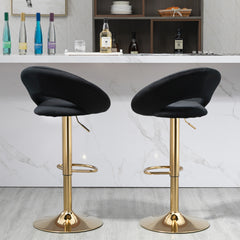 Modern Swivel Bar Stools Adjustable (Set of 2) - Black Velvet