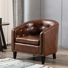 Elegant Club Chair Tufted Barrel Chair - Dark Brown