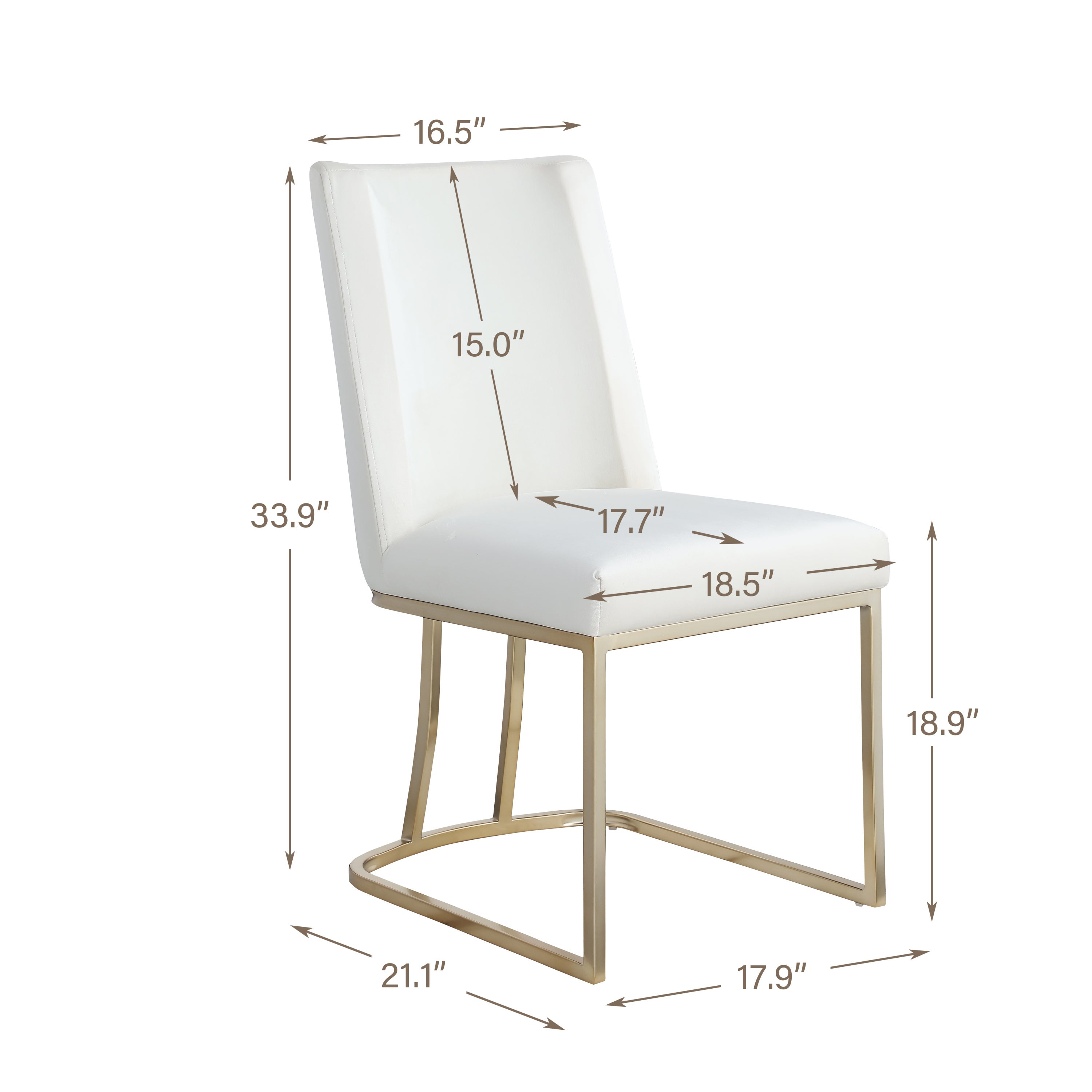 Dining Velvet Side Chairs Gold Metal Legs (Set of 2) - White