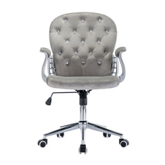 Velvet Home Office Chair with Wheels with Side Arms and Wheels 360° - Grey