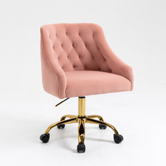 Modern Velvet Swivel Chair with Gold Feet - Pink