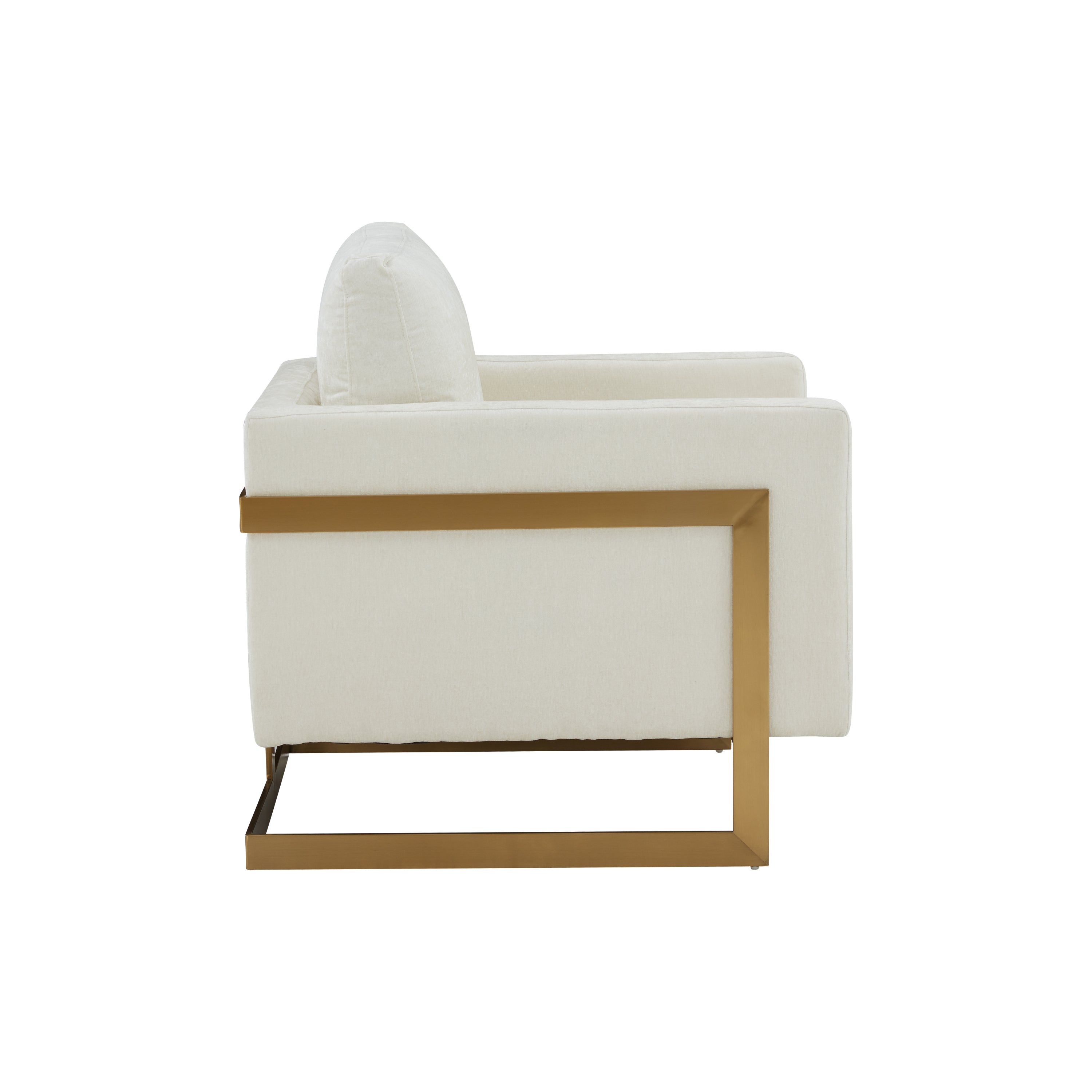 Contemporary Cream & Gold Fabric Accent Chair