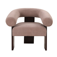 The Curved Wishbone Frame Accent Chair Teddy Velvet - Light Brown