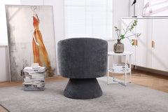 Swivel Accent Chair Armchair, Round Barrel Chair in Fabric - Dark Grey