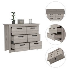 Contemporary 6-Drawer Dresser - Light Gray