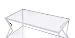 Virtue Coffee Table, Clear Glass & Chrome Finish