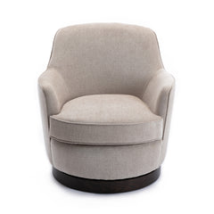 Oatmeal Wood Base Swivel Chair - Natural