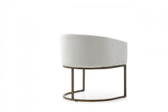 Beige Velvet & Brass Dining Chair