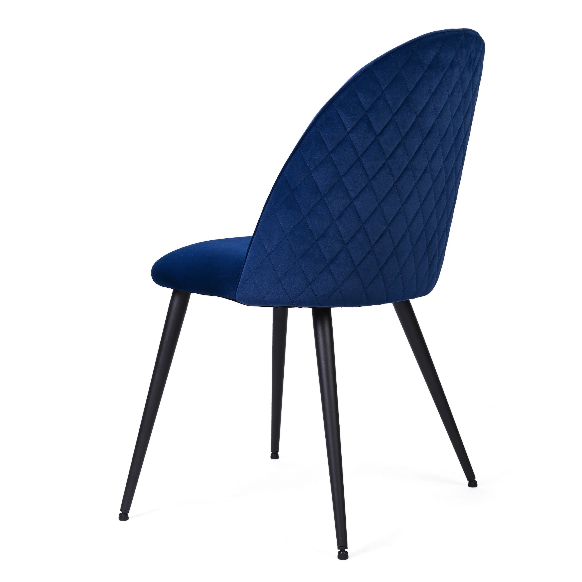 Dining Chairs with Metal Black Legs (Set of 4) - Navy Blue Velvet