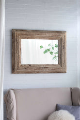 Rectangle Wall Accent Mirror with Distressed Wood Frame 30x2x39"