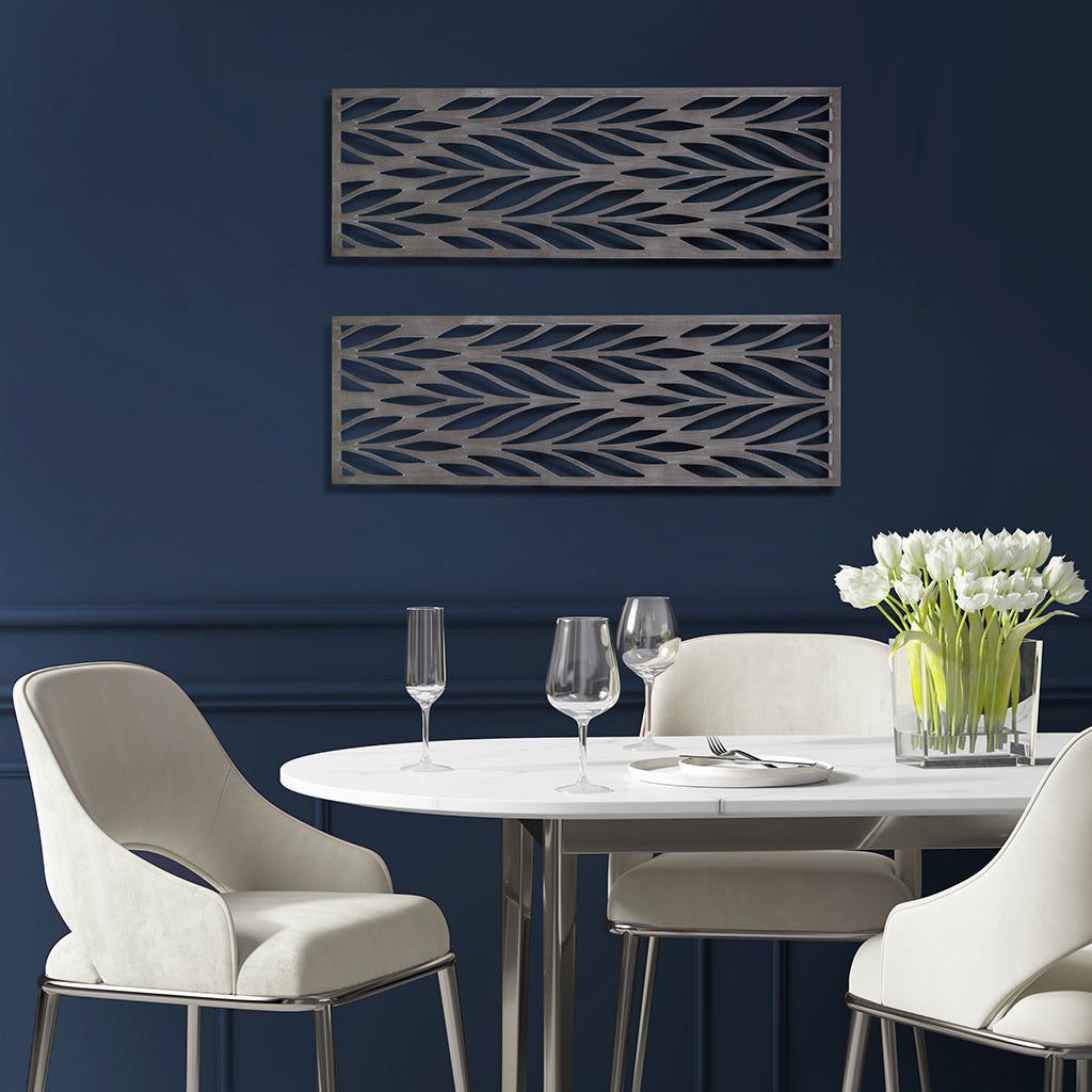 Florian Grey Laser Cut Wood 2-piece Panel Wall Decor Set - Grey