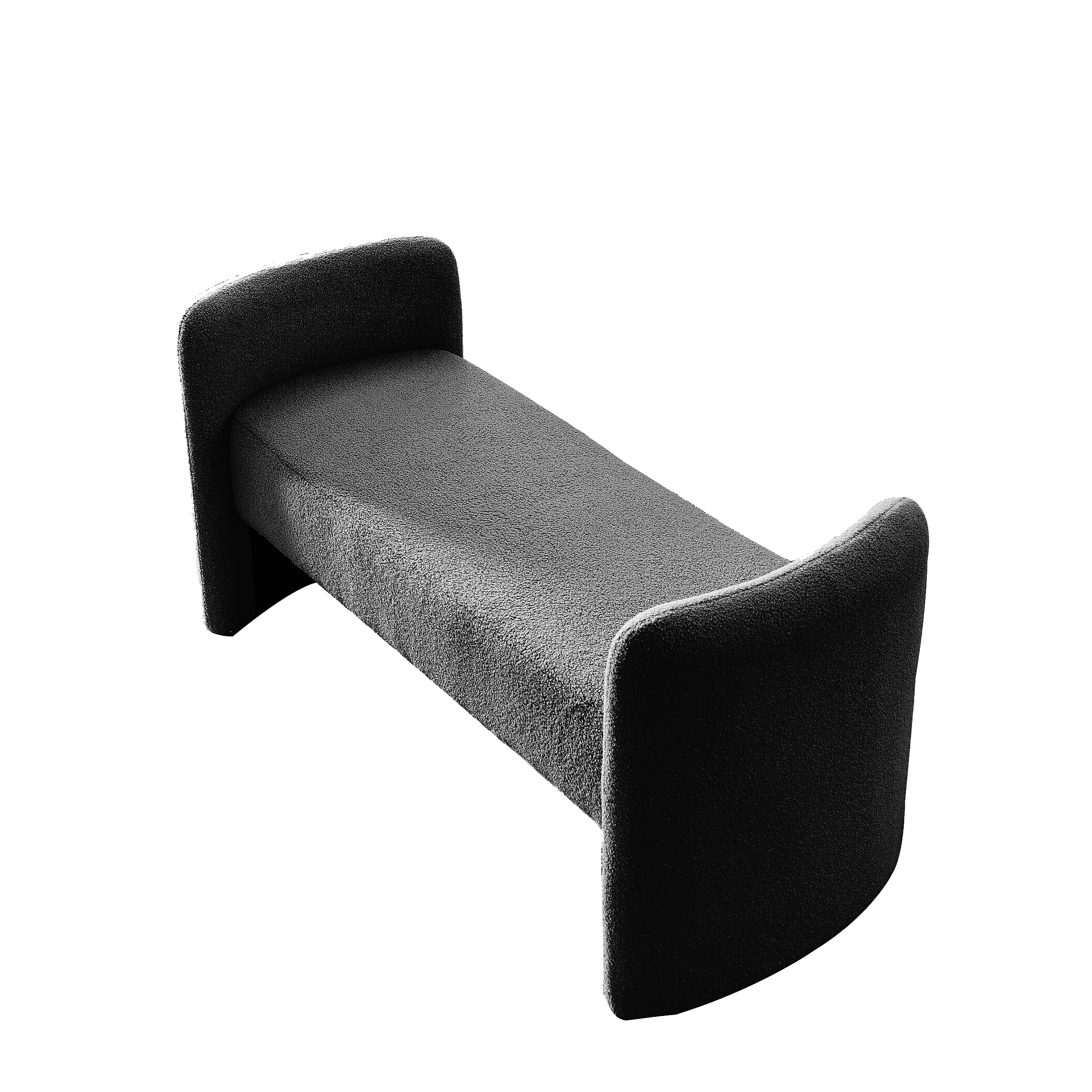 52" Bench Contemporary Design Ottoman - Black Teddy