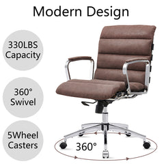 Modern Swivel Office Desk Chair Luxury Executive Boss Ergonomic Computer Chair - Antique Brown