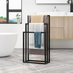 Metal Freestanding Towel Rack 3 Tiers Hand Towel Holder - Black