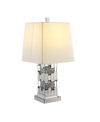 Silver Shade Table Lamp, Mirrored & Faux Diamonds