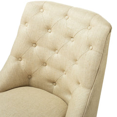 Modern Office Chair with Tufted Back - Beige