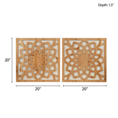 Lotus Medallion Wood Wall Decor 2 Piece set - Natural