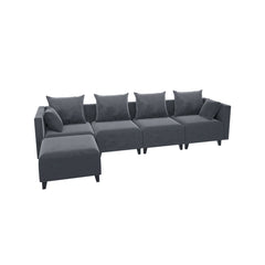 Sectional Sofa L Shape Modular Couch - Grey