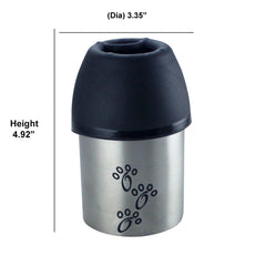 Plastic Fin Cap Pet Travel Water Bottle in Stainless Steel, Small - Silver and Black